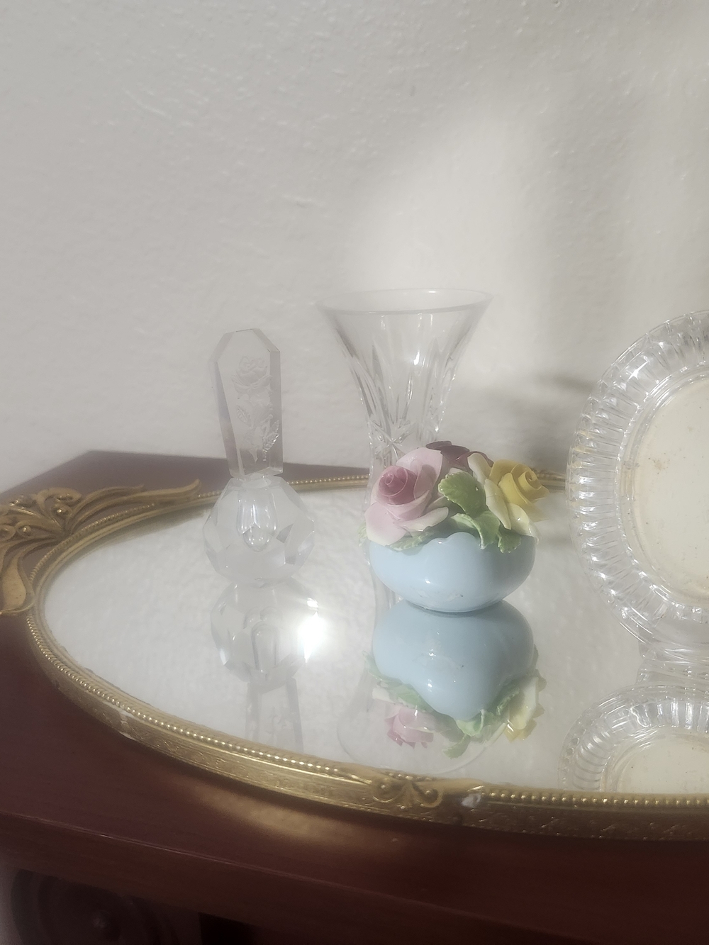 Porcelain Floral Trinket Box - Light Blue